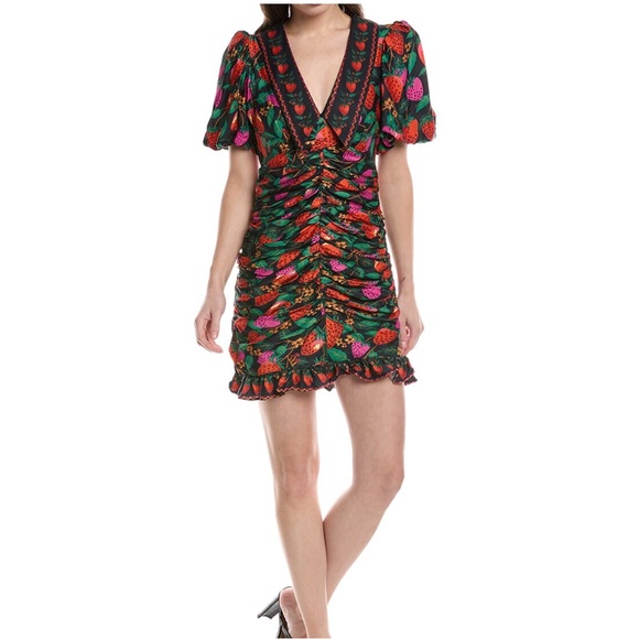 NWT Farm Rio Strawberry Ruched Mini Dress - Picture 3 of 9